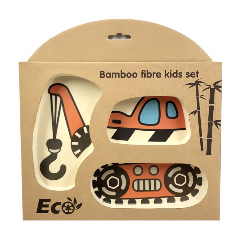 Childrens Plate Set Cartoon Car Design